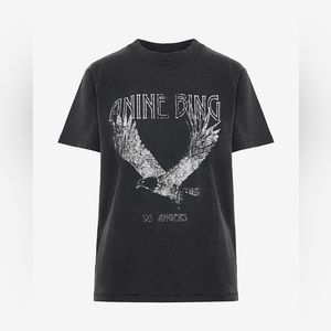 ANINE BING LILI TEE EAGLE T Shirt in Washed Black